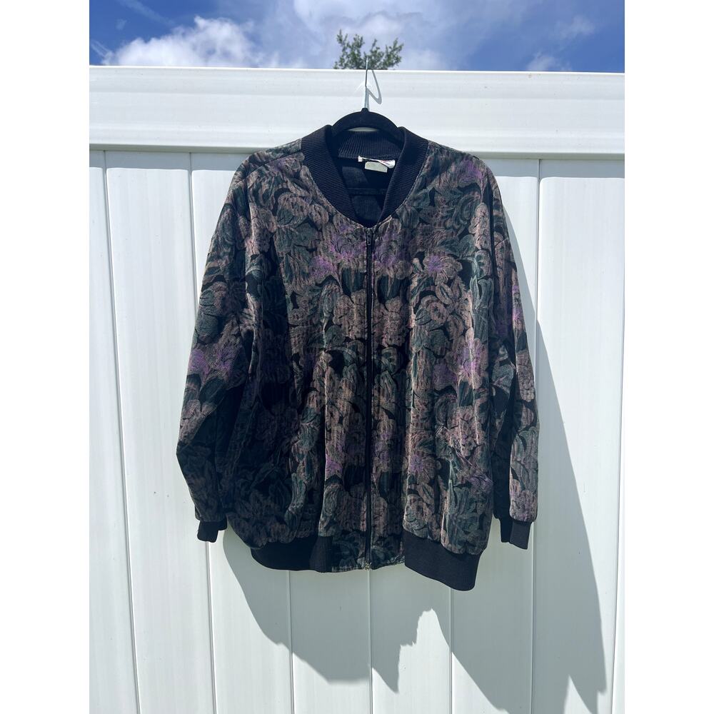 Vintage Rafi Zip Up Floral Bomber Jacket Size 40 With Pockets - Picture 11 of 12